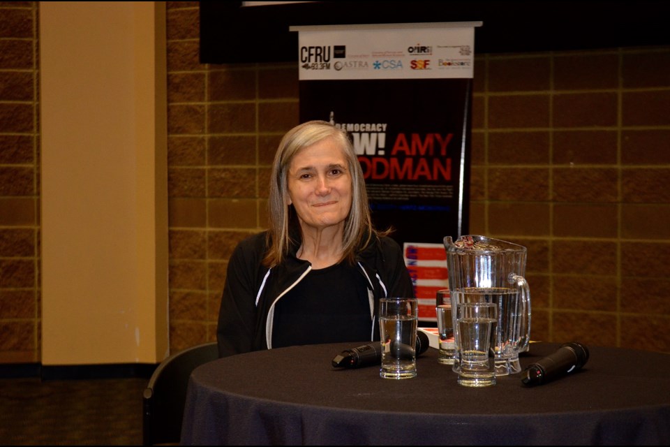 Author and journalist Amy Goodman talked about her long and storied career at the University of Guelph Sunday.  Troy Bridgeman for GuelphToday.com