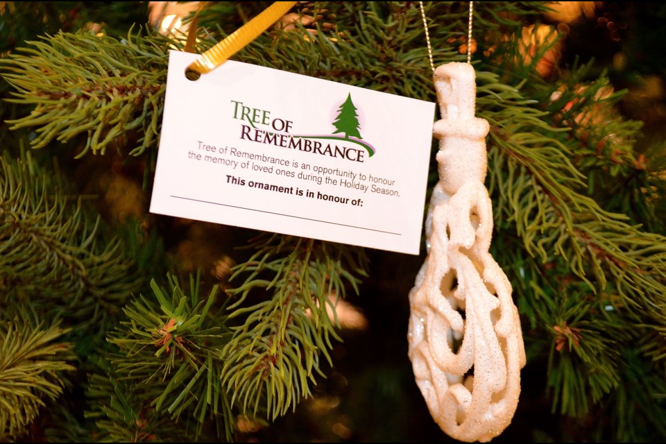 A tag and ornament on Hospice Wellington’s Tree of Remembrance in Stone Road Mall.  Troy Bridgeman for GuelphToday.com