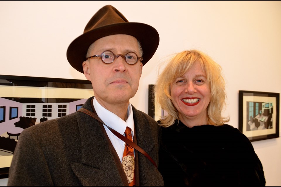 Cartoonist Seth with Renann Isaacs during the opening of The Rooms exhibit at the RICA gallery on Gordon Street. Troy Bridgeman for GuelphToday.com