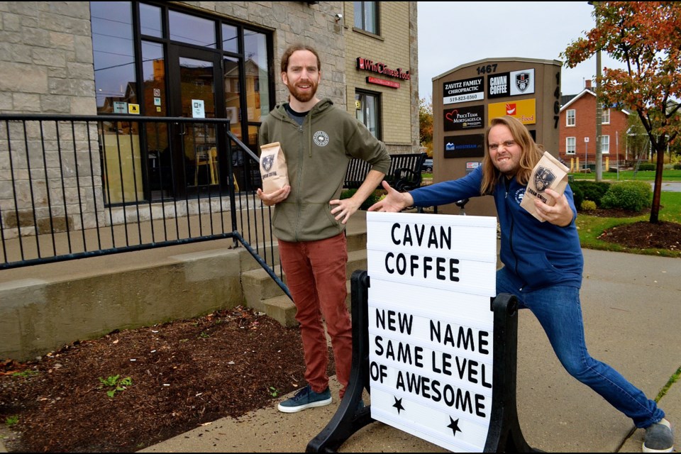 Coffee brewing brothers Rufus and Jeremy Cavan outside their shop on Gordon Street.  Troy Bridgeman for GuelphToday.com