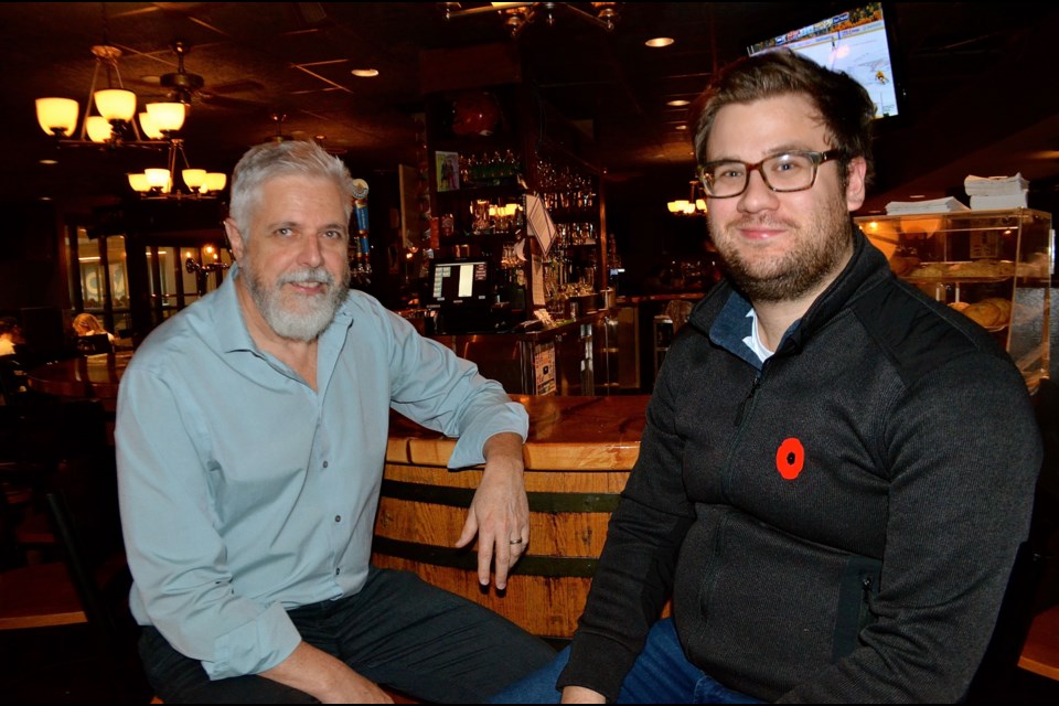 GMOs founding member Owen Roberts and newest member Joey Sabljic are ready to rock at their 20th anniversary party at the Brass Taps Nov 16.  Troy Bridgeman for GuelphToday.com