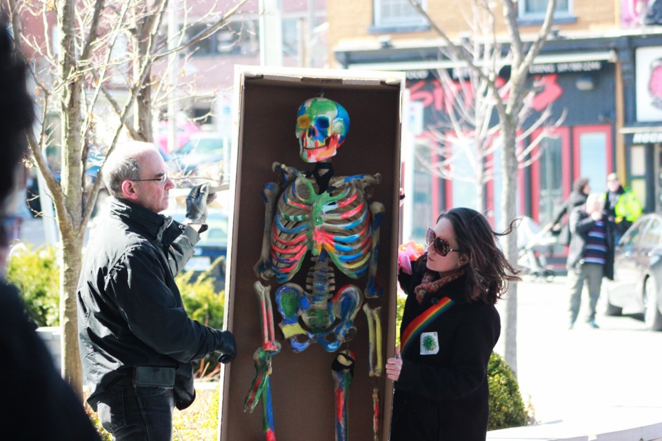 A skeleton in a "coffin" represents the death of humanity. Anam Khan/GuelphToday