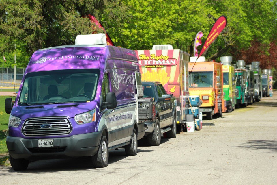 Food trucks line up along the street from 2019 event.

Anam Khan/GuelphToday