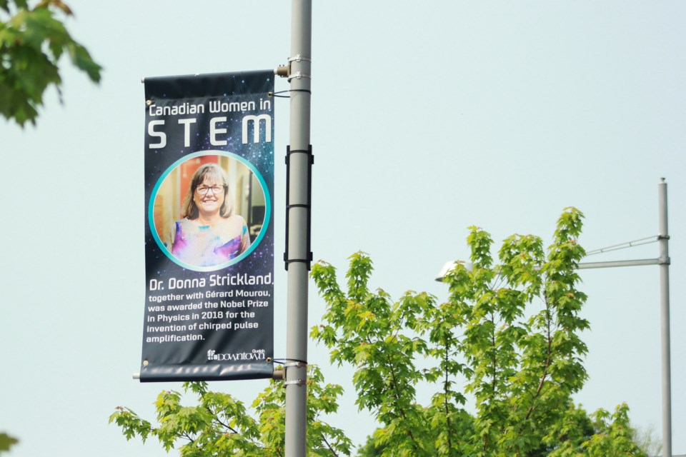 Poster of Nobel Prize Winner Donna Strickland on Carden Street. Anam Khan/GuelphToday