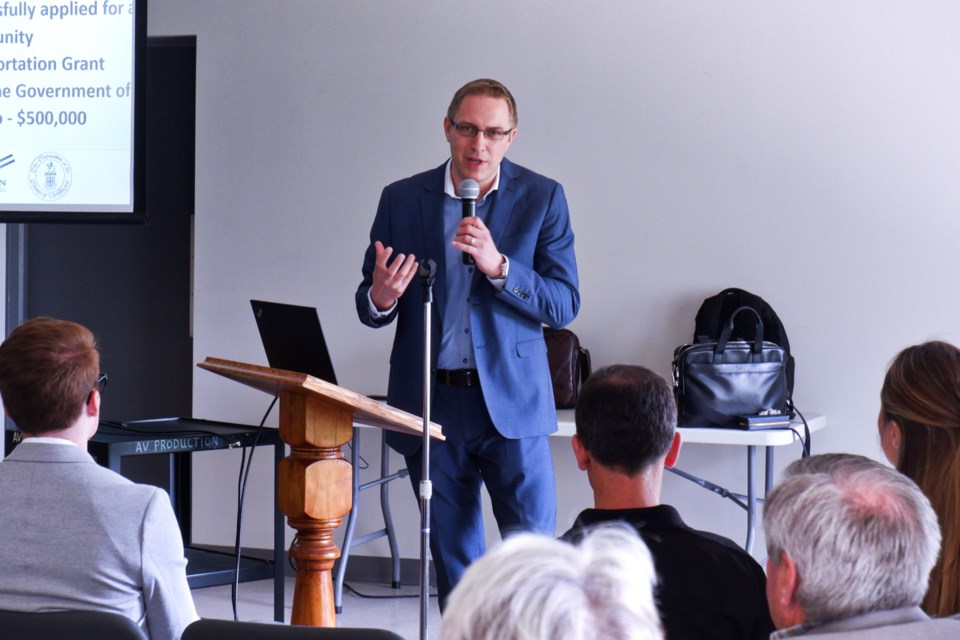 Senior transit  and transportation specialist at Dillon Consulting, Dennis Kar presents RIDE WELL at an open house at the at the Wellington County Museum and Archives on July 9. Anam Khan/GuelphToday