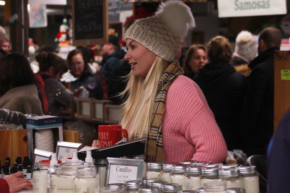 Kristy Miller’s The Scented Market candles was one of the vendors at Wednesday night's Merry Maker Night Market held at the Guelph Farmers' Market. Anam Khan/GuelphToday