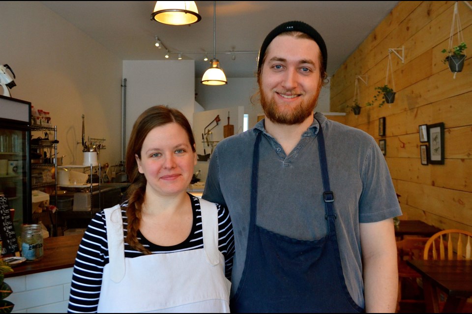 Brittany Livingstone and Cael Harlow owners of Fred's Food Company on Wyndham Street.  Troy Bridgeman GuelphToday.com