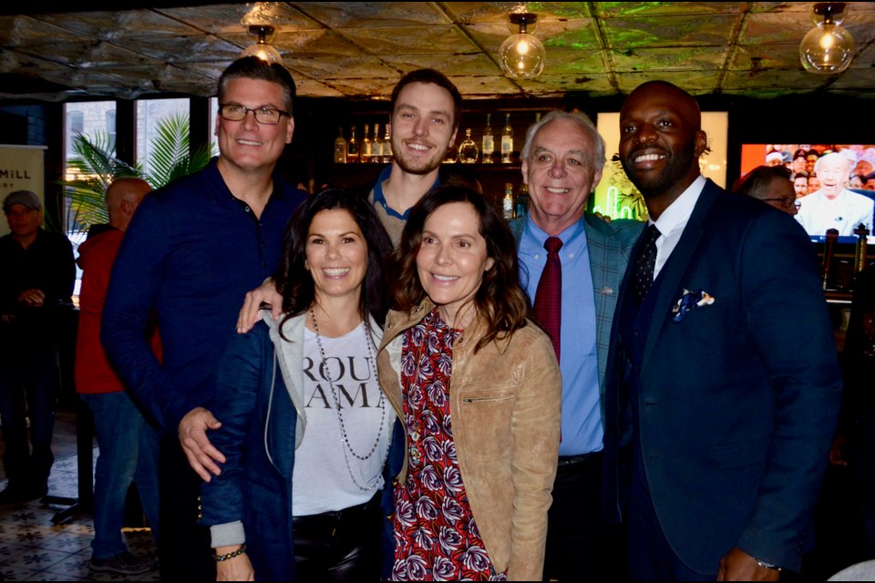 Craig Simpson, Jamie Sale, Copper Sleeman, Helen Stoumbos, John Sleeman and Mike Jean during the Guelph Games launch at La Reina Wednesday. Troy Bridgeman/GuelphToday