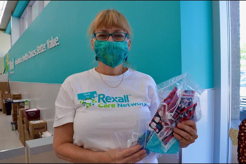 Iris Lambert has raised more than $2,500 since May 22 when she started making masks for charity and selling them at the Rexall Pharmacy on Woolwich Street. Troy Bridgeman/GuelphToday