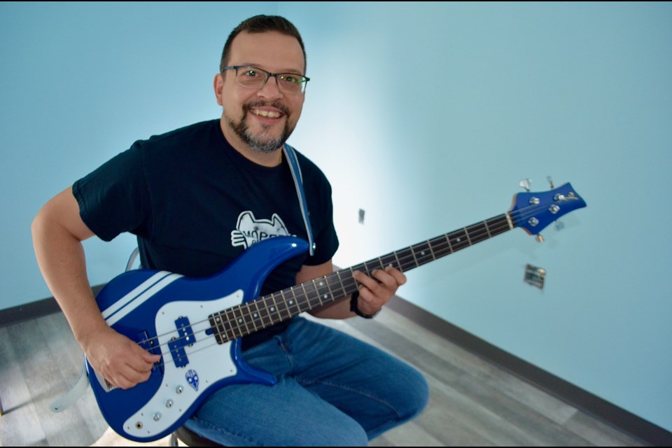 Jason Raso in his recently constructed home studio where he can compose, record and teach music. Troy Bridgeman/GuelphToday