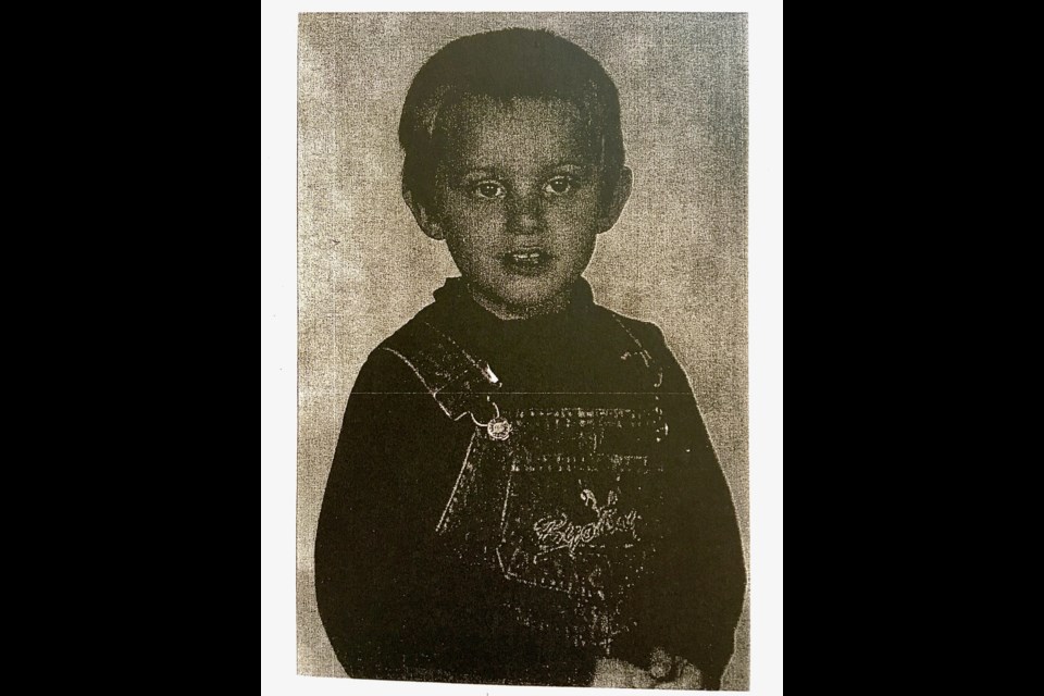 The photo used by police to identify  four-year-old David Kuzyk when he was missing in July 2000.  Troy Bridgeman/GuelphToday