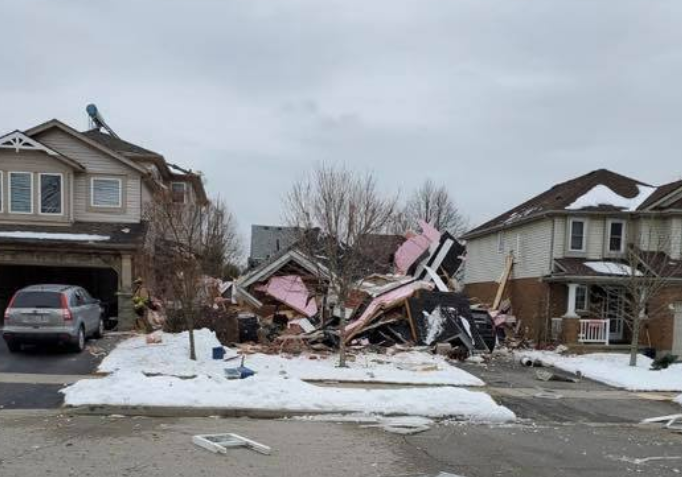 A destroyed home on Southcreek Trail in Guelph's south end. Facebook photo