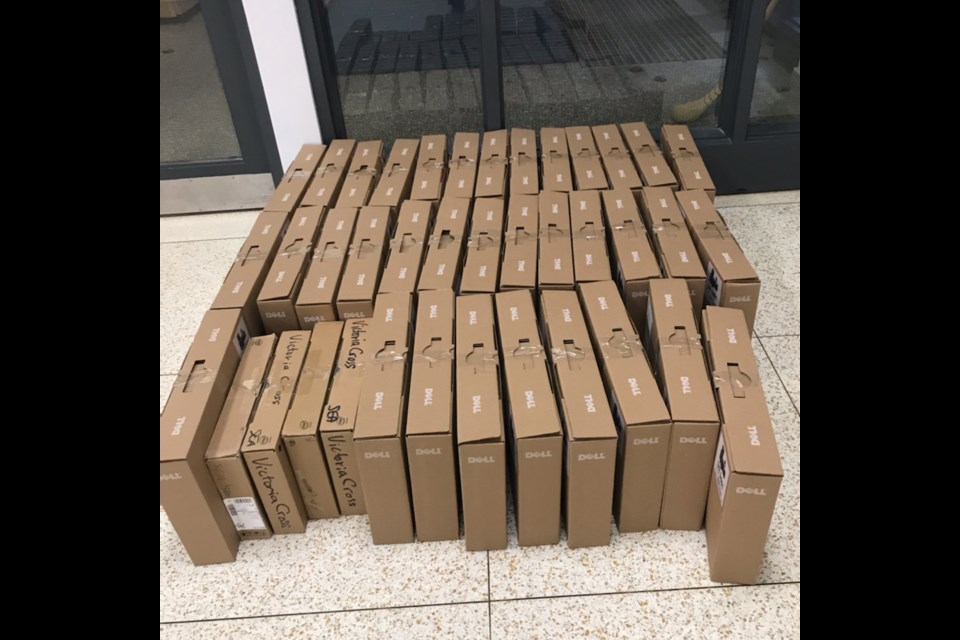 A photo of Upper Grand District School Board Chromebooks ready to be shipped out on the week of March 30 and April 3. Supplied photo