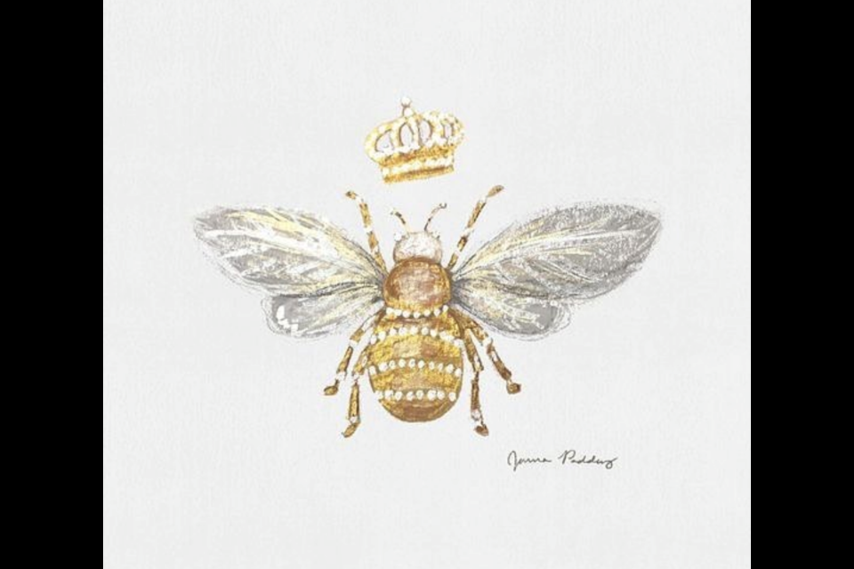 A play on the word queen-bee by Jenna Paddey where a crown floats above a gold bee. Supplied photo