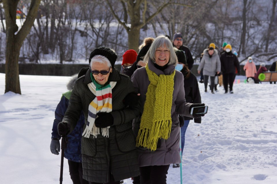 Orpha and her daughter Ruth begin the walk at Riverside Park. 