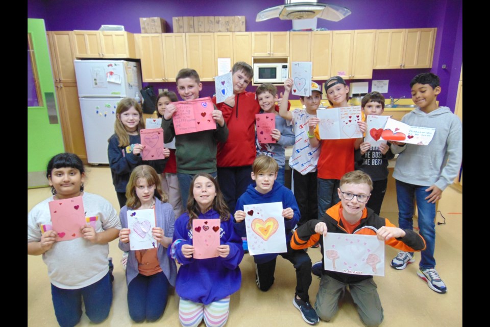 Children from the after-school program at Bulldog for Kids in Guelph helped spread a bit of love with crafted handmade Valentine's Day cards as part of the Valentines for Veterans program run by Veterans Affairs Canada. 
                               