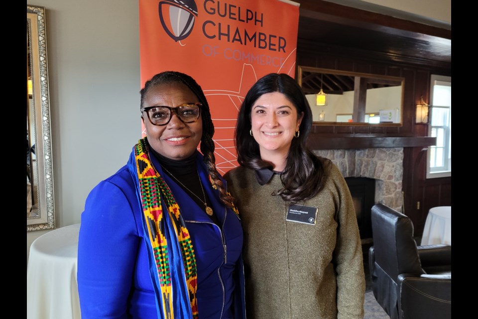 (left to right) Marva Wisdom and Shakiba Shayani at the Chamber of Commerce's Inspiration Women's Luncheon at Cutten Fields in Guelph. 