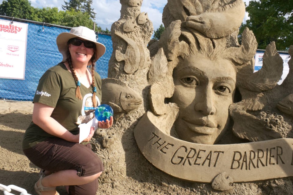 World champion sand sculptor, Karen Fralich, from Guelph. 