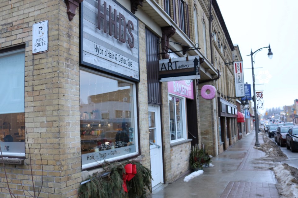 The HHDS Gallery is located above the Hybrid Hair and Detox Spa on Main Street in Mount Forest.