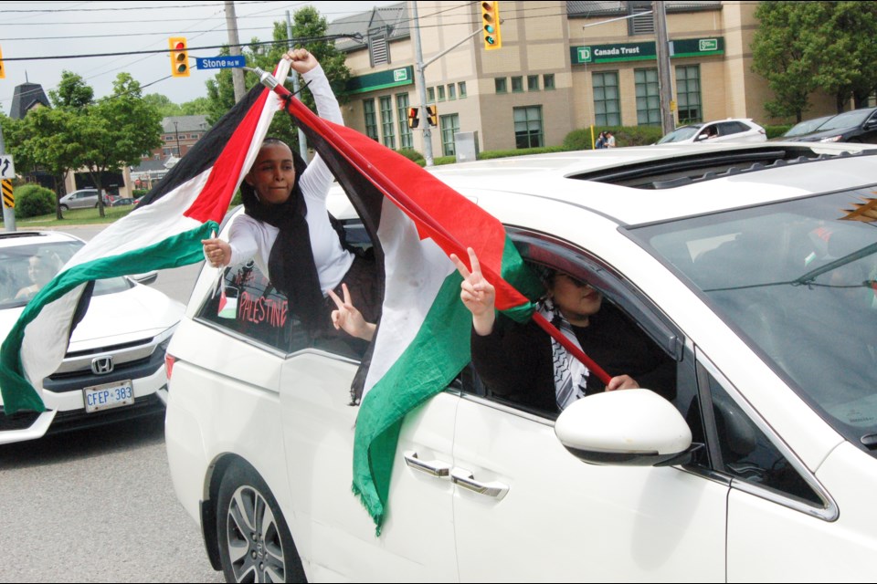 A car rally organized by Return Of Palestine Association took to the streets on Saturday afternoon as a show of solidarity for the Palestinian people.