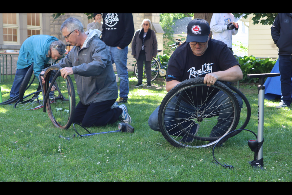Mayor Cam Guthrie swooped the competition by coming first in the wrench off by putting together a bike tire.