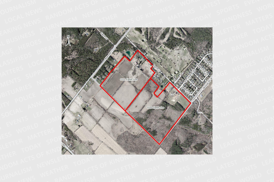Outline of two proposed subdivisions on west side of Eighth Line