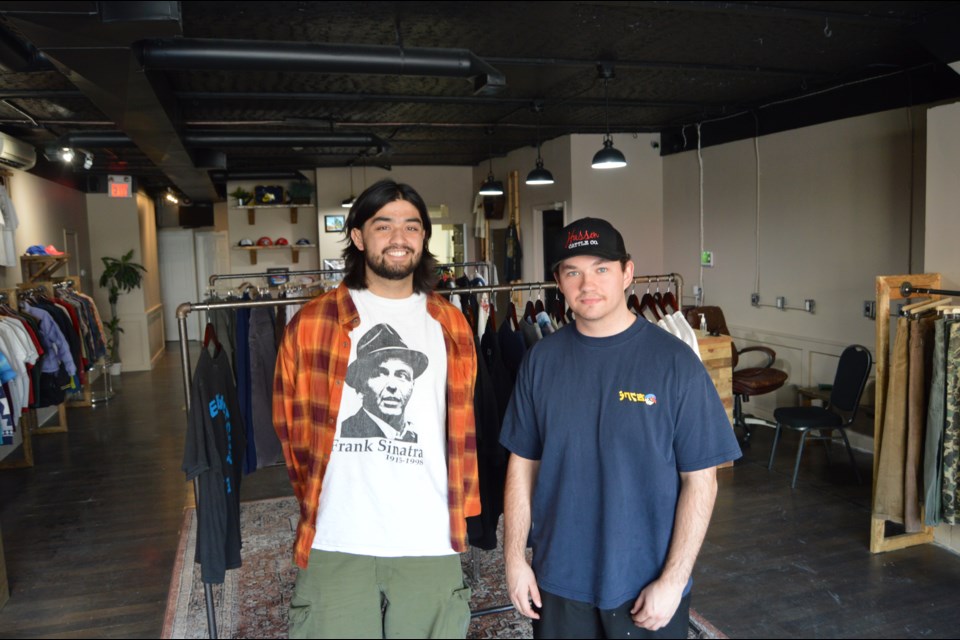 Nic Bassilo, Gold Vintage employee and co-owner Connor Lepage at their store on 43 Cork St.