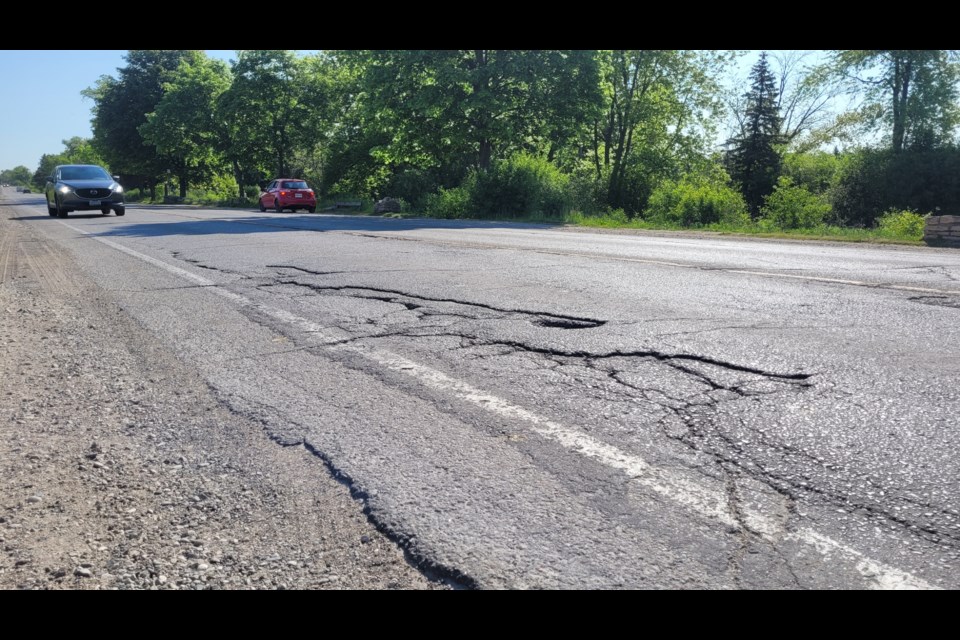 Potholes on a stretch of York Road.