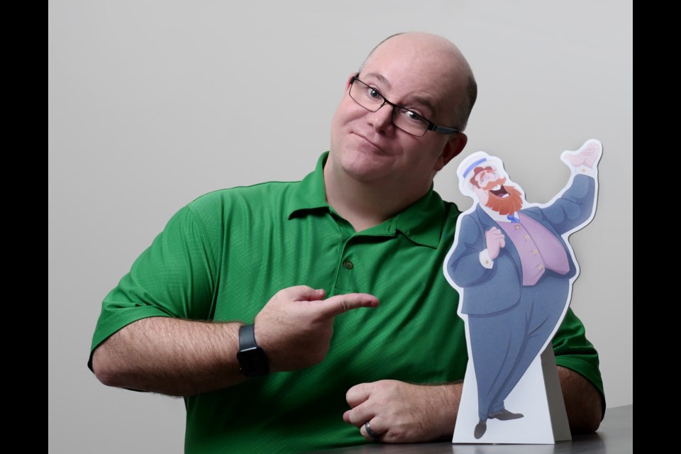 Guelph native Kevin Rooney, who now lives in Florida, with a cut out of Mr. Tootsee McGootsee.