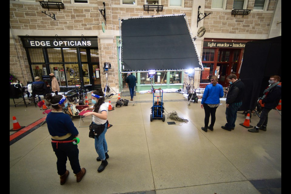 The Lifetime channel movie Enchanted Christmas Cake was using Old Quebec Street Shoppes for filming this week. Tony Saxon/GuelphToday