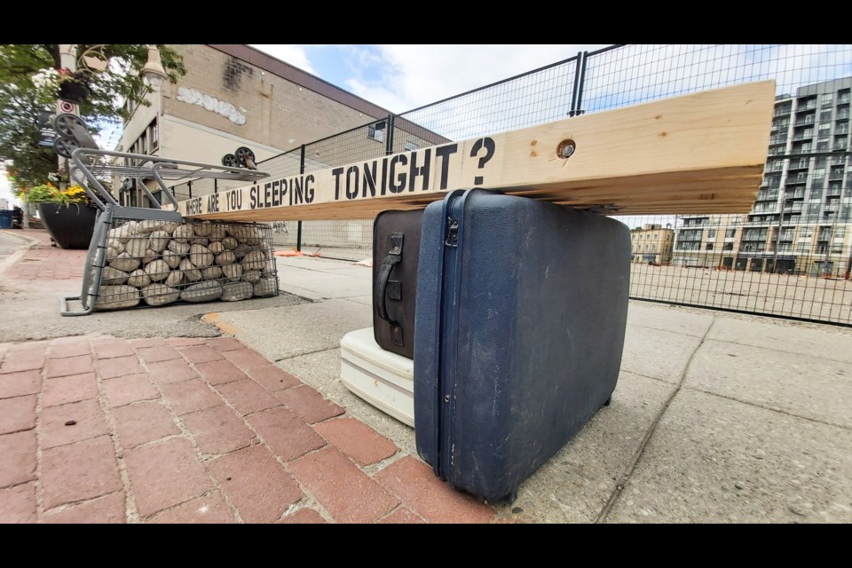 This street art installation, known as 'Where Are You Sleeping Tonight?' was set up along Wyndham Street in the downtown core overnight into July 12.
