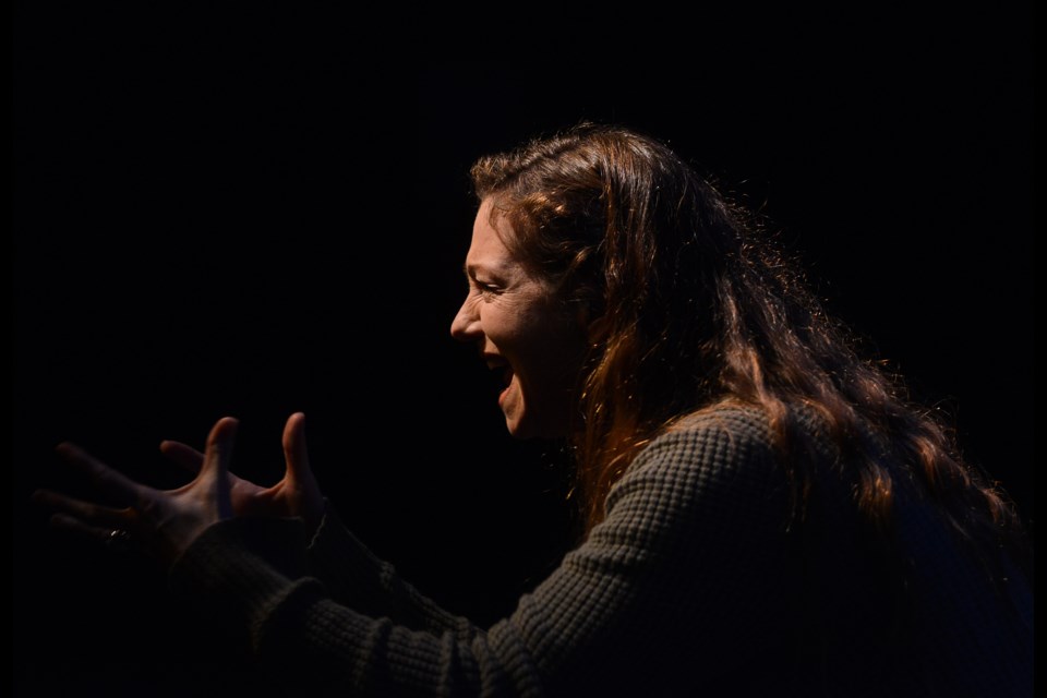 Bananas (Jen Barson) explains her situation to the audience in the House of Blue Leaves. Tony Saxon/GuelphToday