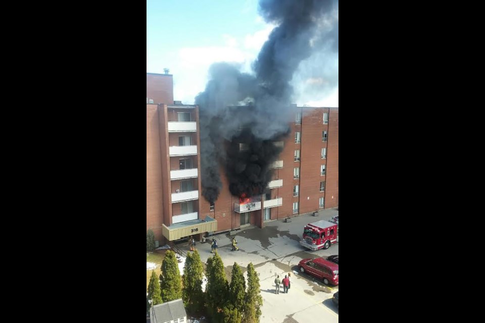 A shot of the fire at from the building across the parking lot. Submitted photo