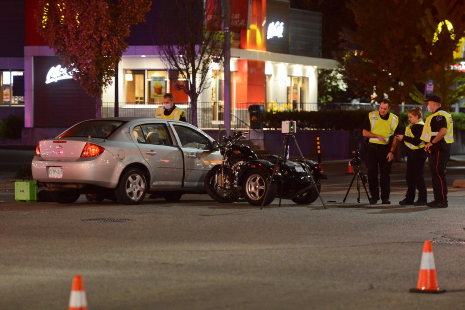Police investigate a serious accident at the Wellington Street/Gordon Street intersection Thursday night.