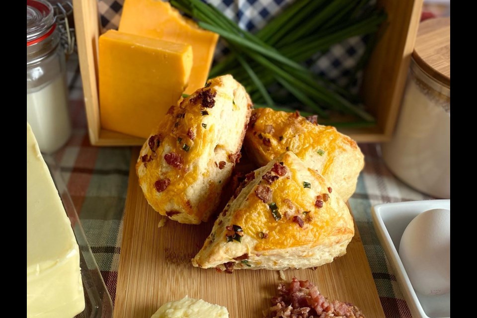 Loaded savoury scones meant to mimic a loaded baked potato, from Cinnastir Bake Shop. Supplied photo