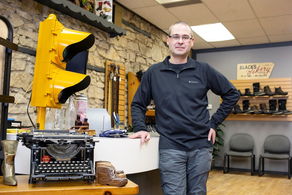 Ryan Moisan, owner of Heller & Moisan Shoes in downtown Guelph. At the end of the month the business started by Moisan's grandfather will close for good. Kenneth Armstrong/GuelphToday
