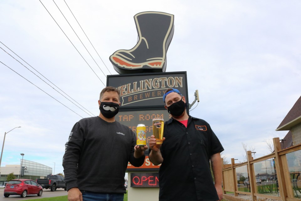 Jeff Morrison, left, with head brewer of Wellington Brewery, Jeff Wilson. 