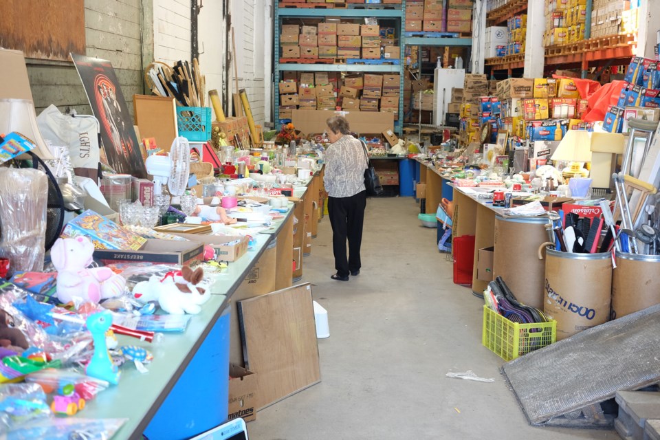 Garage sale items on display during Friday's Gigantic Garage Sale and Silent Auction at the Guelph Food Bank. The event runs Friday and Saturday from 8 a.m. to 4 p.m. Kenneth Armstrong/GuelphToday