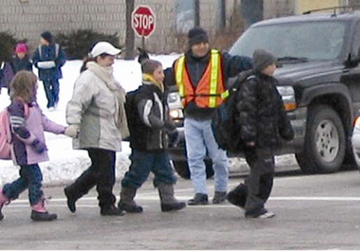 Crossing guard with kids