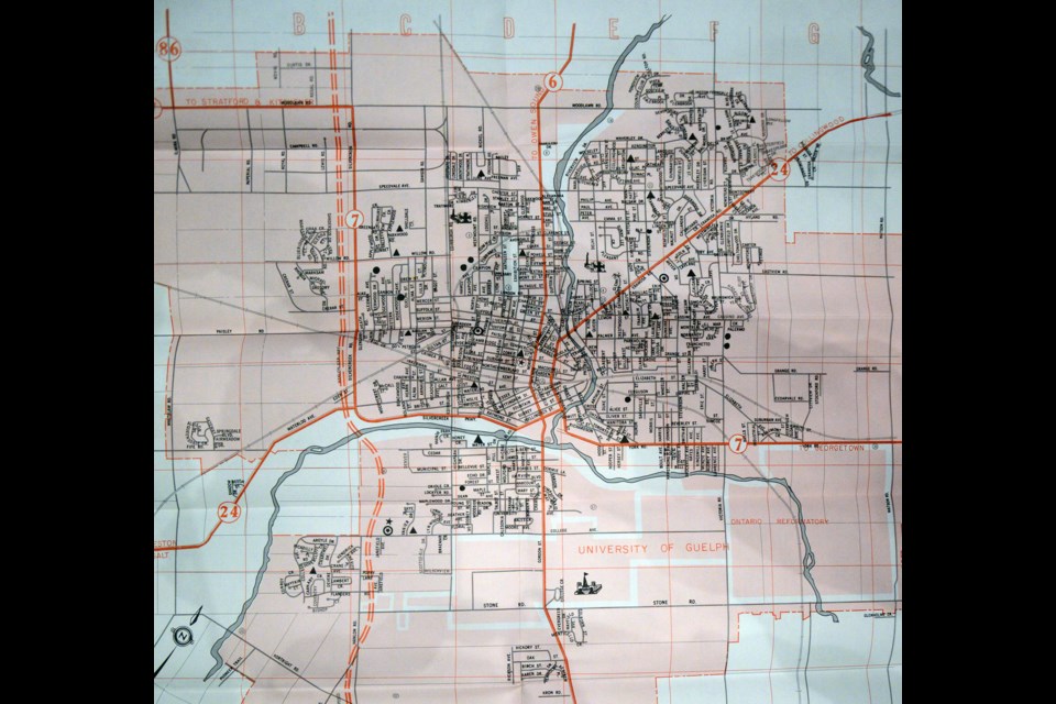 A map of the City of Guelph in 1974 was one of the more interesting items found in a time capsule at the Victoria Road Recreation Centre. The time capsule was opened Monday, May 1, 2017. Tony Saxon/Guelph Today