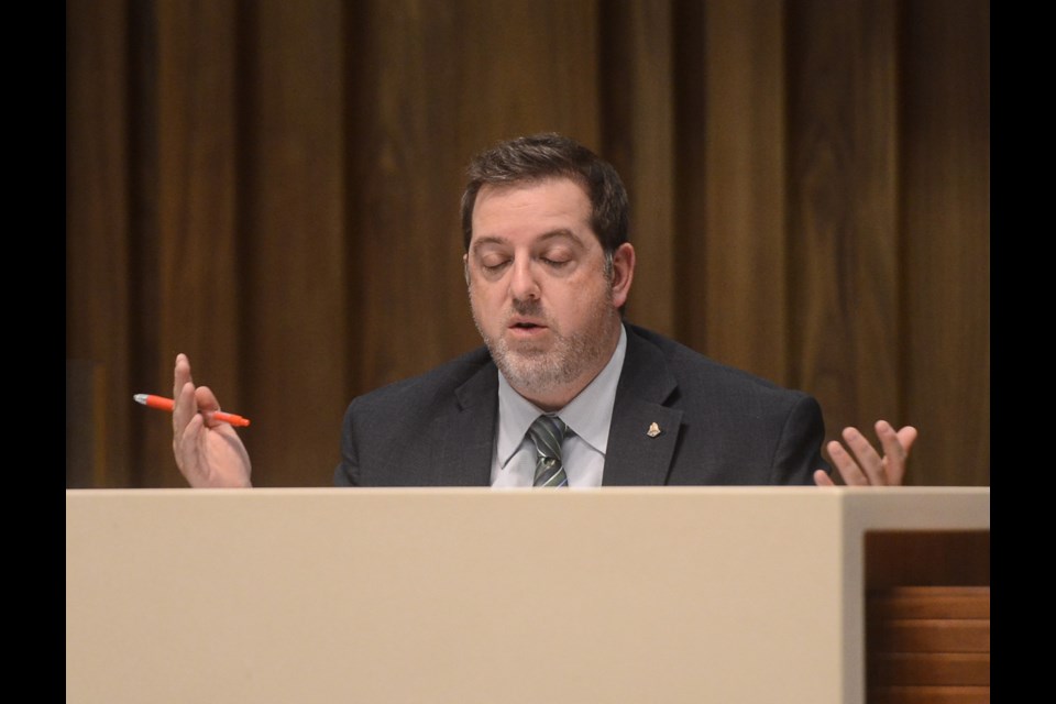 Mayor Cam Guthrie discusses legalized retail cannabis in Guelph at Monday's council meeting. Tony Saxon/GuelphToday