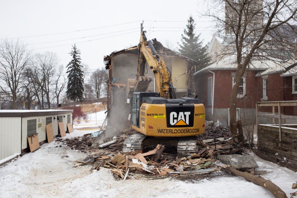 Demolition of a house on 9 Cork St. W. on Monday. The city's Heritage Committee determined there is little heritage value in the house, despite its age. Kenneth Armstrong/GuelphToday