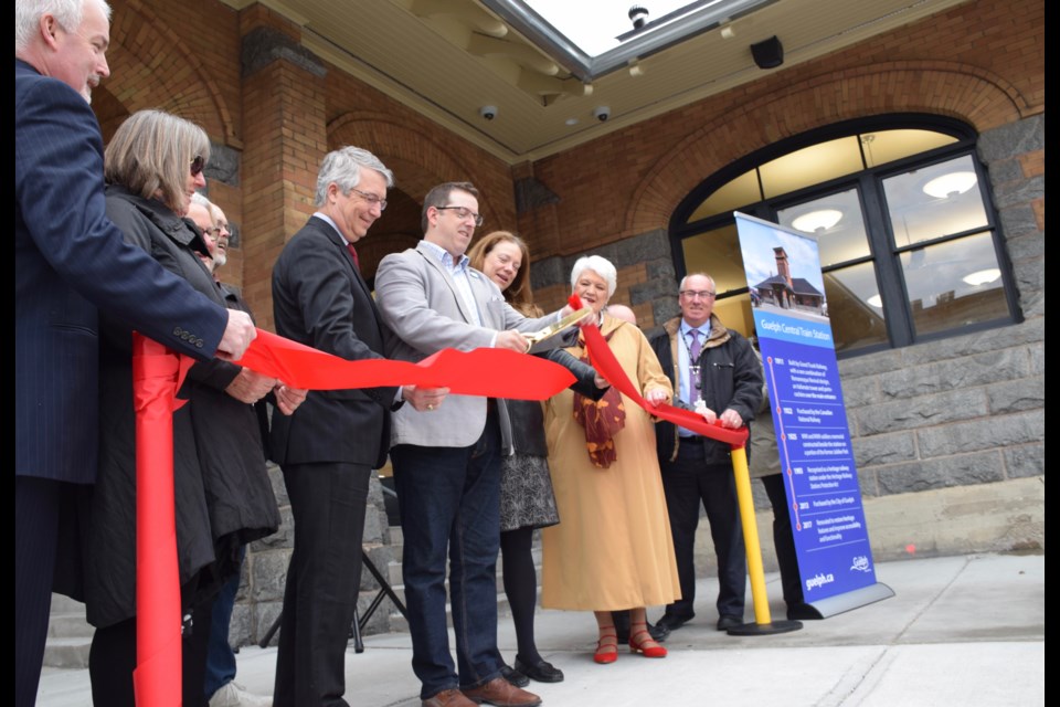 Mayor, council members, government representatives and city staff cut the ribbon during the grand opening. Rob O'Flanagan/GuelphToday 