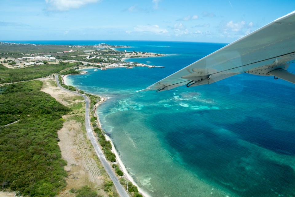 Arriving to the tiny island of Barbuda. Photo by Philip Maher
