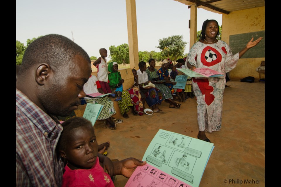 Canadian funded 'Learning through play' workshop teaching the value of play in rural Burkina Faso. Photo courtesy of Philip Maher