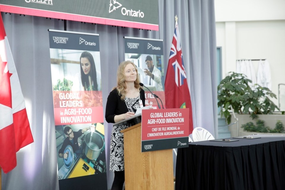 At the partnership renewal announcement, Prof. Alison Duncan noted 'students graduate, get jobs and contribute their expertise to building up the agri-food sector in Ontario.'  Photo courtesy Ontario Ministry of Agriculture, Food and Rural Affairs
