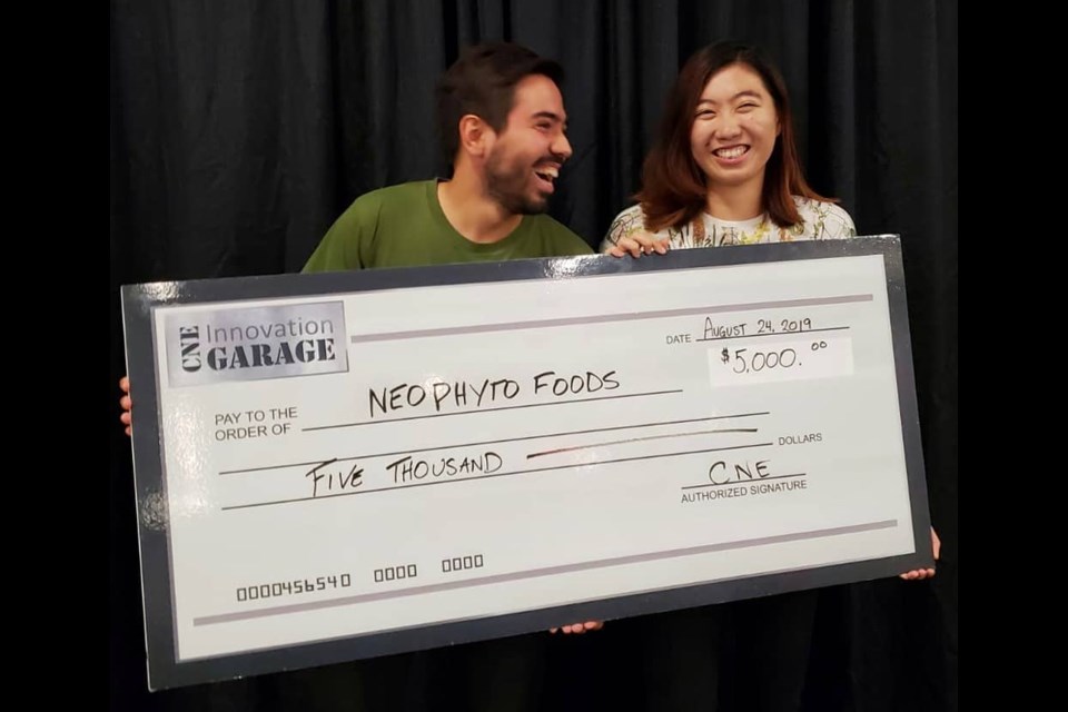 Willow Lake Cheese co-founders Kamil Chatila-Amos (left) and Jane Ong had reason to celebrate, winning $5,000 at this year's CNE for their innovative soybean product. Photo courtesy Willow Lake Cheese