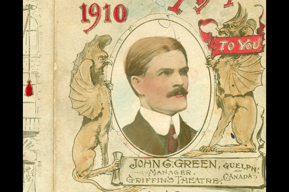 This 2010 greeting card features an image of John C. Green while he was a manager of the Griffin’s Theatre.