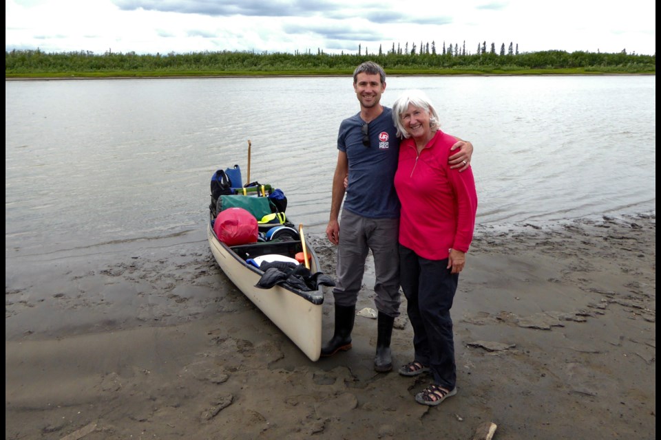 Joanne McAuley and her son Tavis on the Mackenzie River. Submitted photo