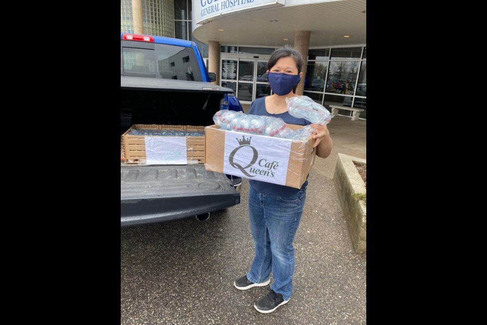 Tammy Hsieh delivers the protective goggles to Guelph General Hospital on Saturday. Submitted photo